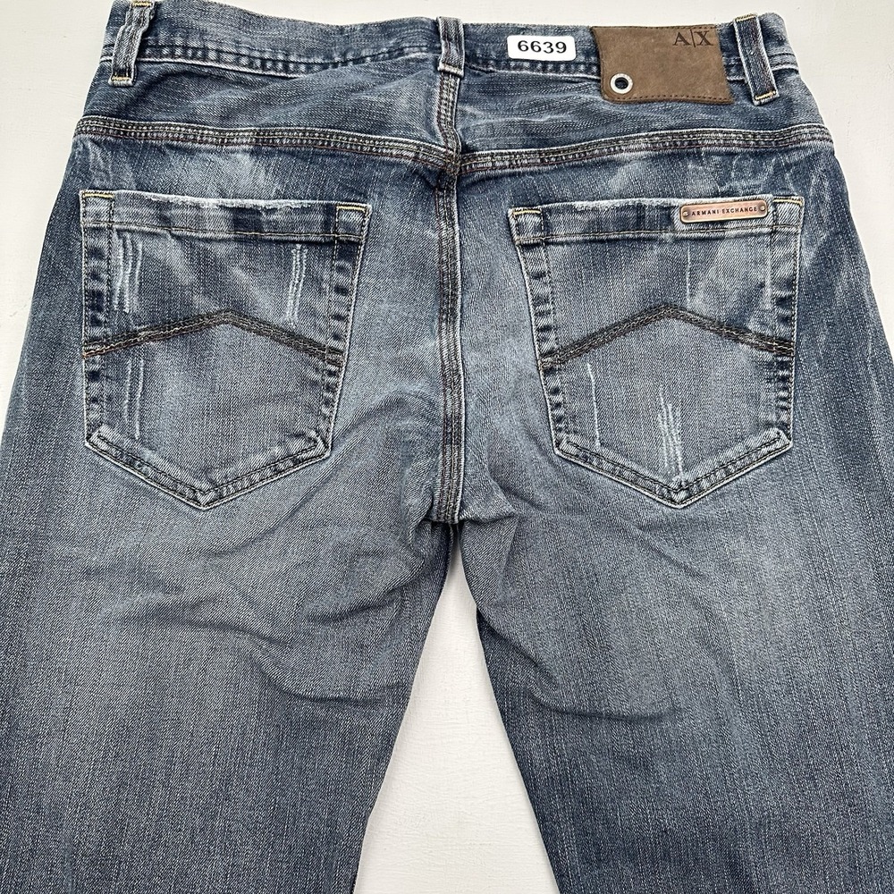 Y2K Armani Exchange J101 Bootcut Jeans Men Actual 30x29 Blue Stretch Whiskers